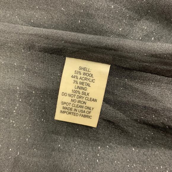 PETER SOM Size 6 Black Silver Wool Blend Tweed A-Line Coat - Picture 4 of 5